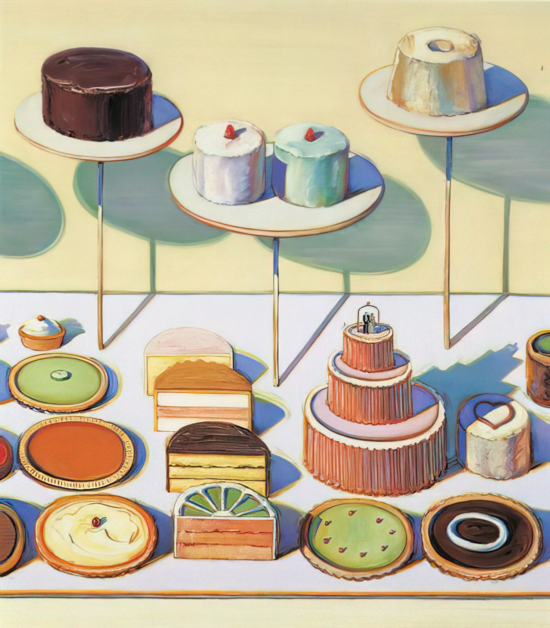 Wayne Thiebaud Posters: A Celebration of American Pop Art's Sweetest Icon - Cakes and Pies - 1995 by Wayne Thiebaud