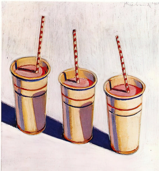 Wayne Thiebaud at the McNay: A Master of American Still Life and Landscape - Three Strawberry Shakes - 1964 by Wayne Thiebaud