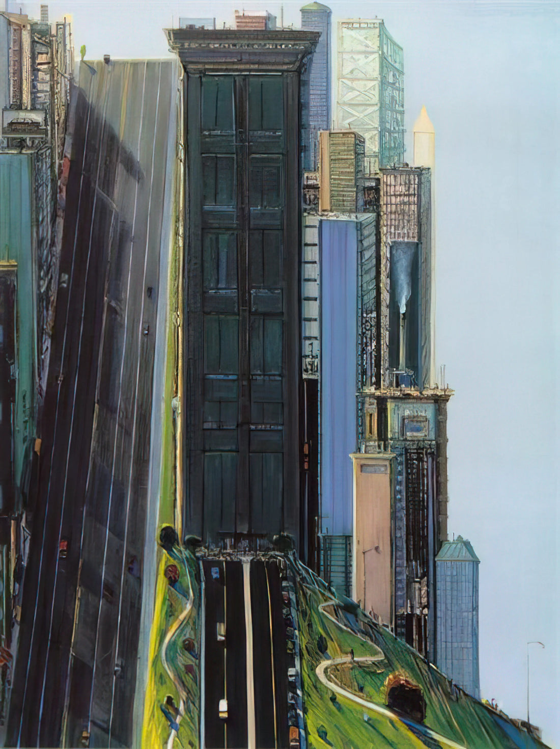 Wayne Thiebaud's Landscape Paintings: A Sweet Departure into California's Light - Hill Street Day City - 1981 by Wayne Thiebaud