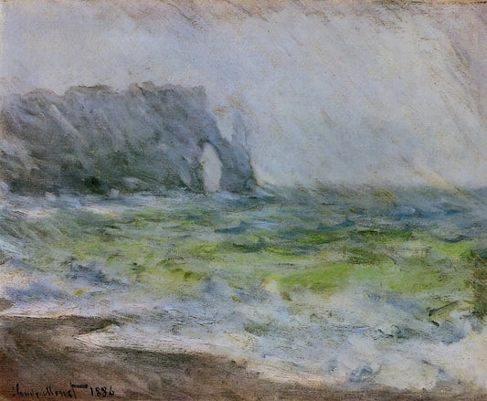 What Claude Monet is Known For: Unveiling the Master of Impressionism - The Manneport, Etretat in the Rain by claude monet