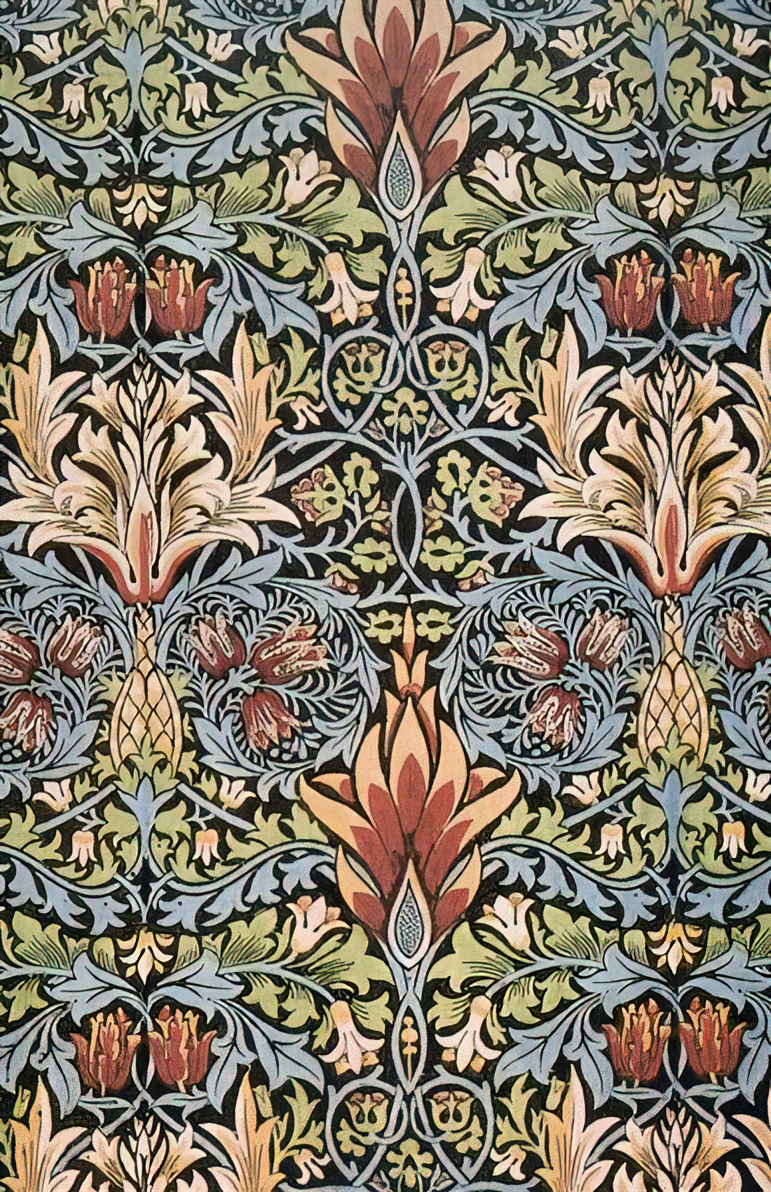 William Morris Orchard: A Masterpiece of Arts and Crafts Wallpaper Design - SNAKESHEAD PRINTED TEXTILE 1876 by William Morris