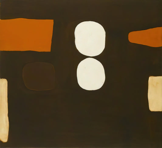 William Scott Lithograph: The Master of Modernist Still Life and Abstract Form - Dark Brown, Orange and White - 1963 by William Scott