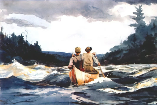 Winslow Homer Artist Prints: A Collector's Guide to America's Premier Marine Painter - CANOE IN THE RAPIDS by Winslow Homer