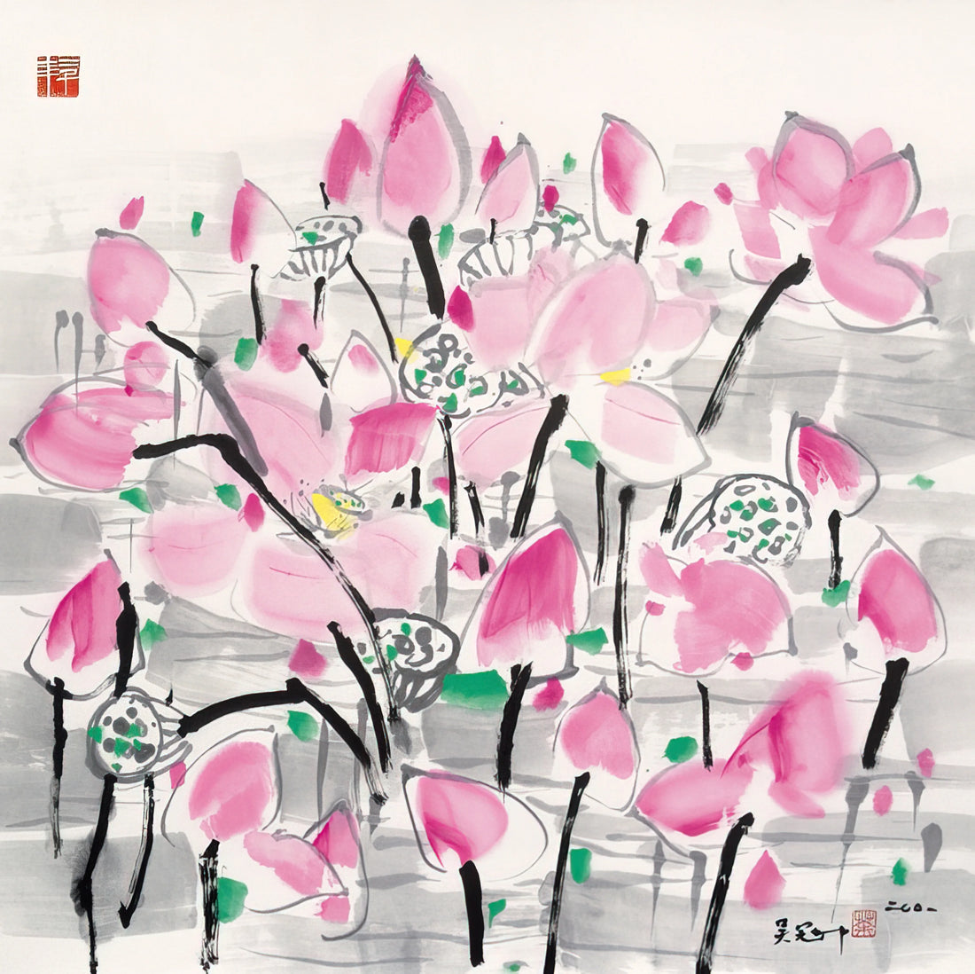 Wu Guanzhong Prints: The Modern Master's Legacy in Fine Art Reproduction - Lotus under the sun - 2001 by Wu Guanzhong