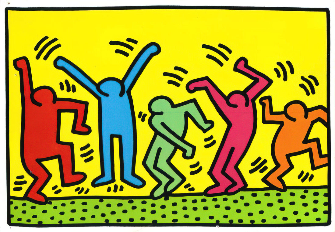 Yellowpop Keith Haring: The Vibrant Legacy of Pop Art in Modern Decor - UNTITLED DANCE 1987 by Keith Haring