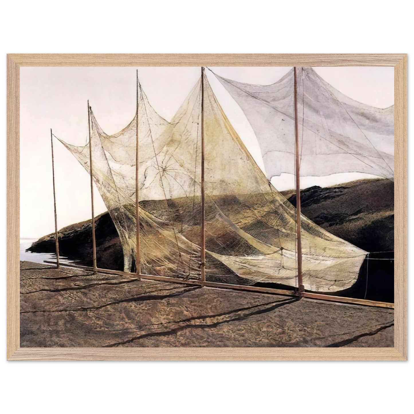 Andrew Wyeth - PENTECOST 1989 Wall Art - 21x29.7 cm / 8x12" - Premium Wooden Framed Poster With Fine Art Paper - Black frame