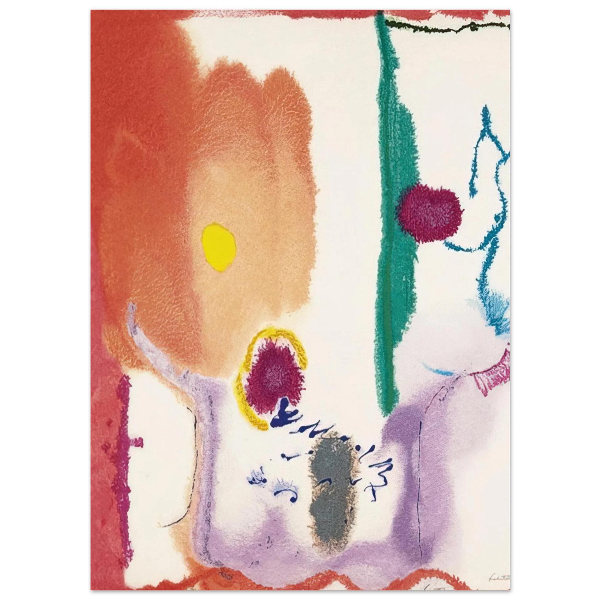 Helen Frankenthaler - Beginnings - 2002 Wall art - 50x70 cm / 20x28 inches - Premium Wooden Framed Poster With Fine Art Paper - Wood frame