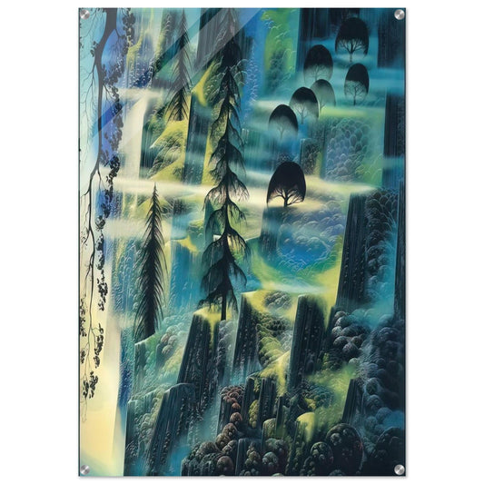 Where Eagles Fly - Eyvind Earle Acrylic Print - 70x100 cm / 28x40″ inches | Eyvind Earle Wall Art | Eyvind Earle Prints