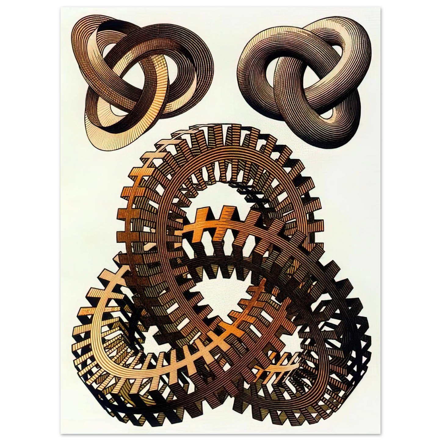 MC Escher - KNOTS COLOUR Wall Art - 21x29.7 cm / 8x12" - Fine Art Poster - -