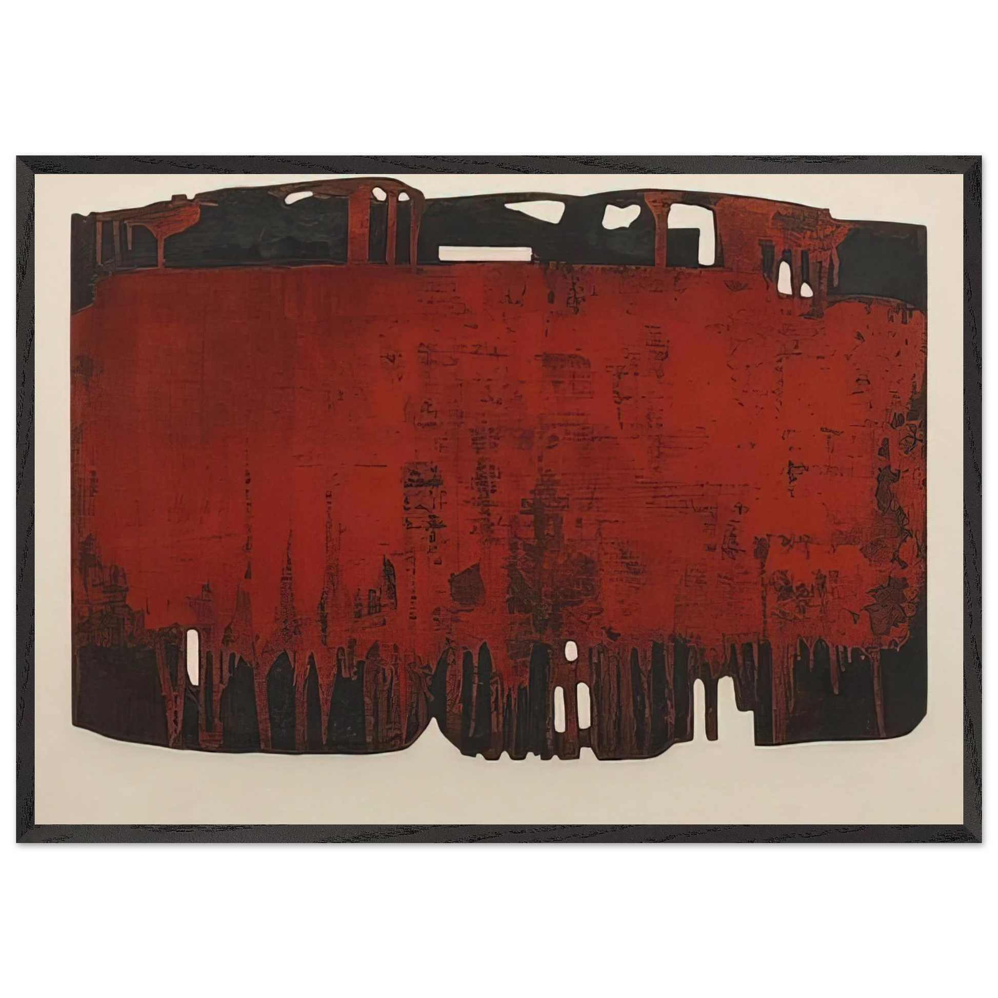 Composition rouille et noire XXV - 1974 - Pierre Soulages Framed Art Print – Black Wooden Frame - Default Title - -Framed Art Print