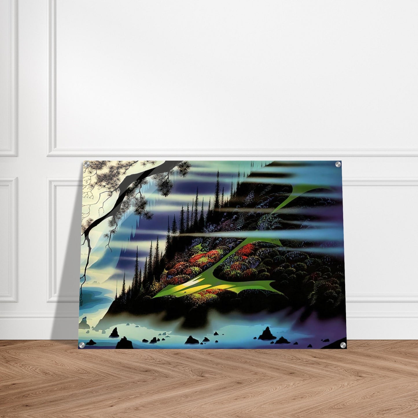 Pasture Through the Fog - Eyvind Earle Acrylic Print - 70x100 cm / 28x40″ inches | Eyvind Earle Wall Art | Eyvind Earle Prints