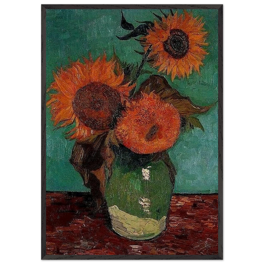 SUNFLOWERS N4 - Vincent van Gogh Framed Art Print – Black Wooden Frame - Default Title - -Framed Art Print