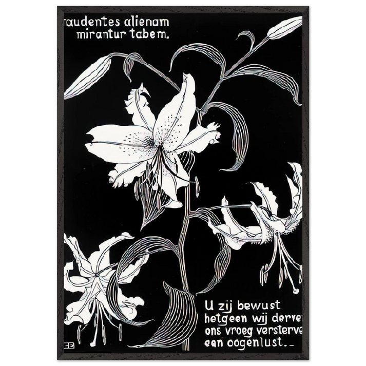 Flowers N2 - MC Escher 70x100 cm / 28x40 inches Framed Art Print – Black Wooden Frame | Maurits Cornelis Escher Prints