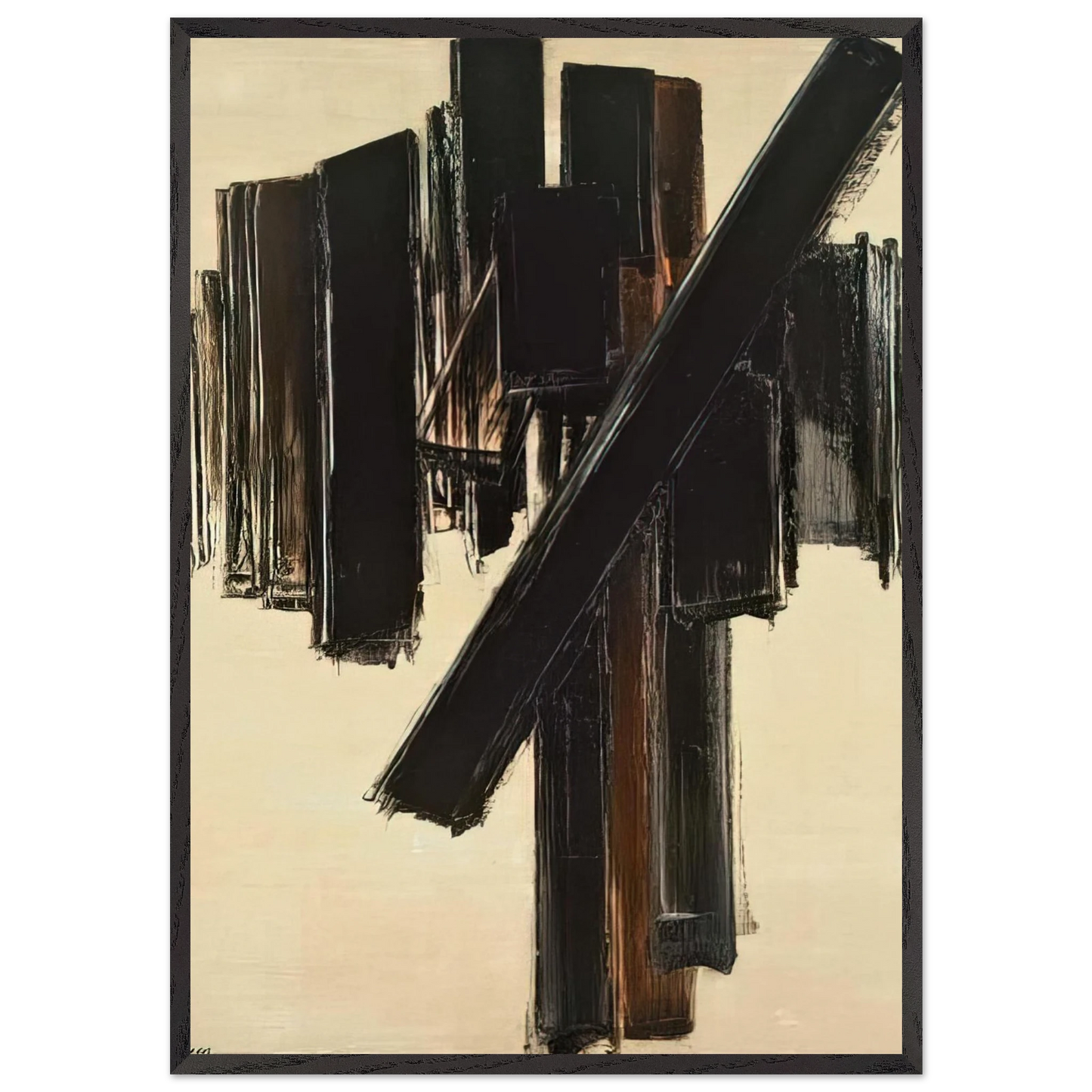 Peinture 10 juin 1958 - 1958 - Pierre Soulages Framed Art Print – Black Wooden Frame - Default Title - -Framed Art Print