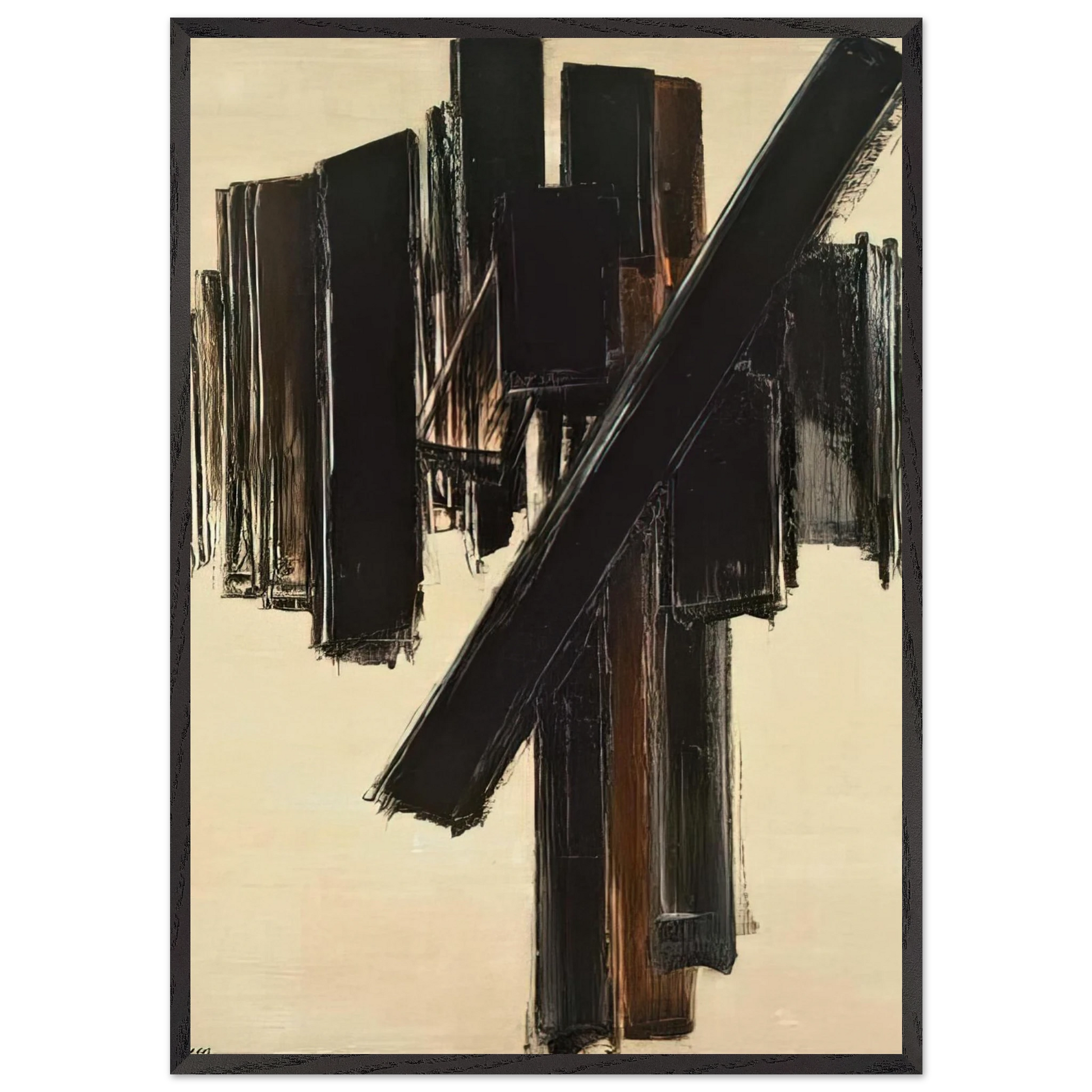 Peinture 10 juin 1958 - 1958 - Pierre Soulages Framed Art Print – Black Wooden Frame - Default Title - -Framed Art Print