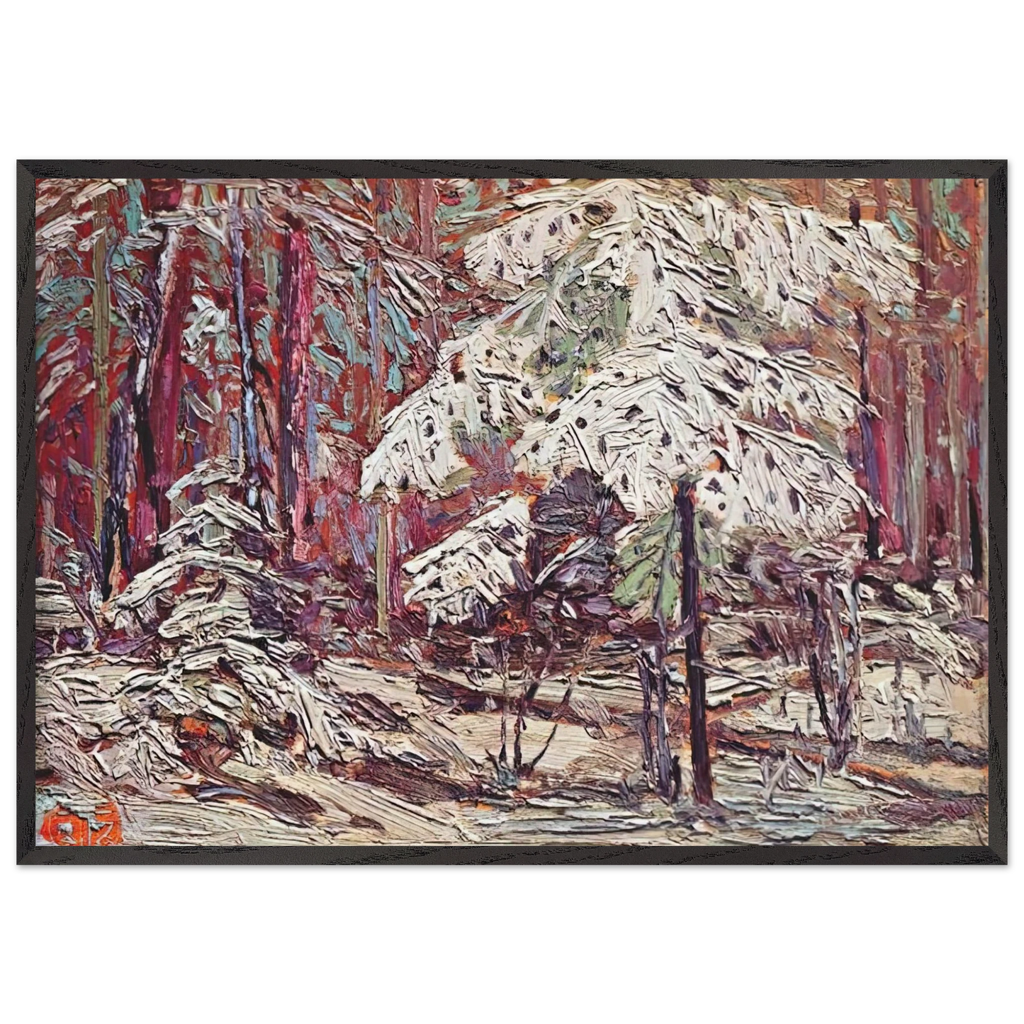 SNOW IN THE WOODS 1916 - Tom Thomson Framed Art Print – Black Wooden Frame - Default Title - -Framed Art Print