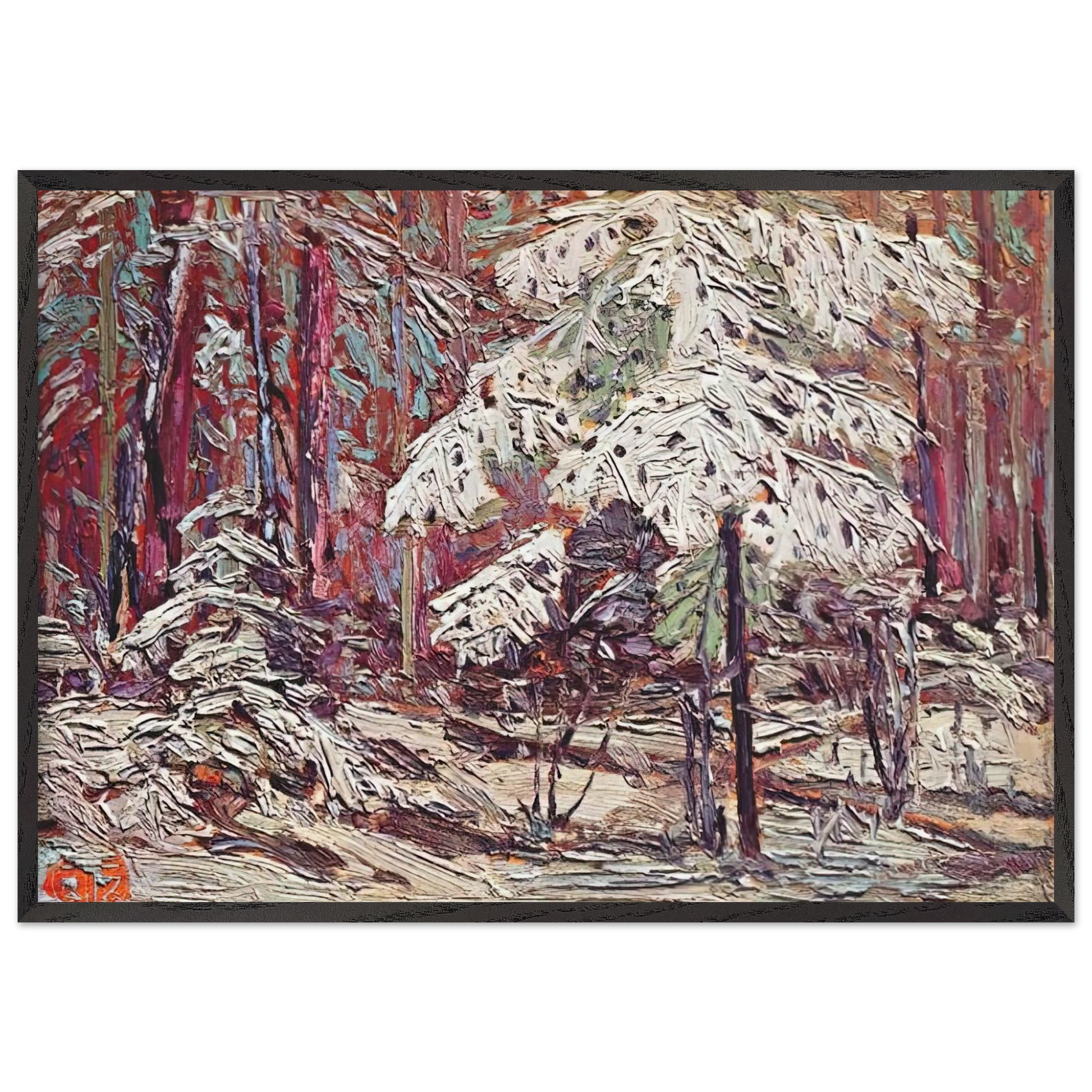 SNOW IN THE WOODS 1916 - Tom Thomson Framed Art Print – Black Wooden Frame - Default Title - -Framed Art Print