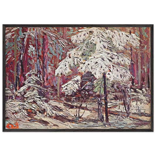SNOW IN THE WOODS 1916 - Tom Thomson Framed Art Print – Black Wooden Frame - Default Title - -Framed Art Print