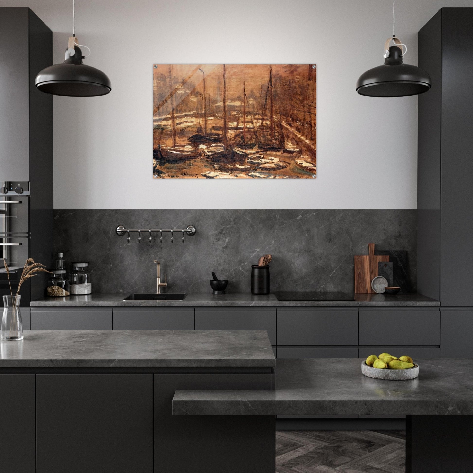 Geldersekade of Amsterdam Invierno - claude monet Acrylic Print - 70x100 cm / 28x40″ inches | claude monet Wall Art | claude monet Prints