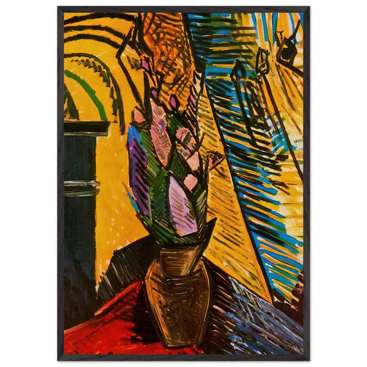 Flowers on the table - Pablo Picasso 70x100 cm / 28x40 inches Framed Art Print – Black Wooden Frame