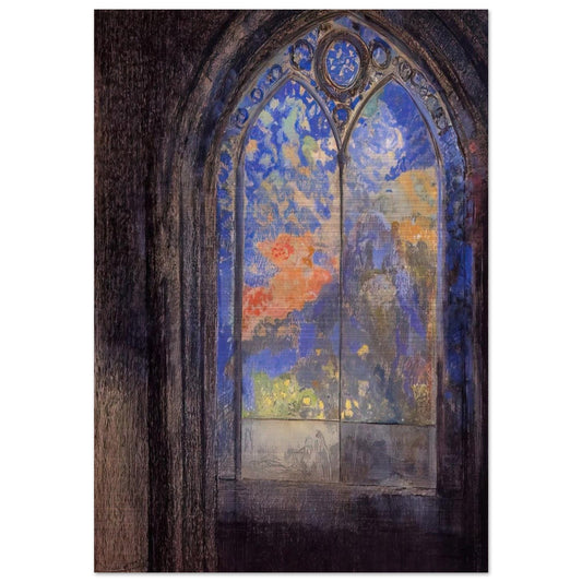 STAINED GLASS WINDOW THE MYSTERIOUS GARDEN - Odilon Redon Brushed Aluminum Print - 70x100 cm / 28x40 inches | Odilon Redon Aluminum Print | Odilon Redon Prints