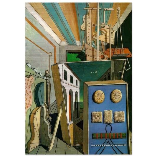 METAPHYSICAL INTERIOR WITH BISCUITS 1916 - Giorgio de Chirico Brushed Aluminum Print - 70x100 cm / 28x40 inches | Giorgio de Chirico Aluminum Print | Giorgio de Chirico Prints