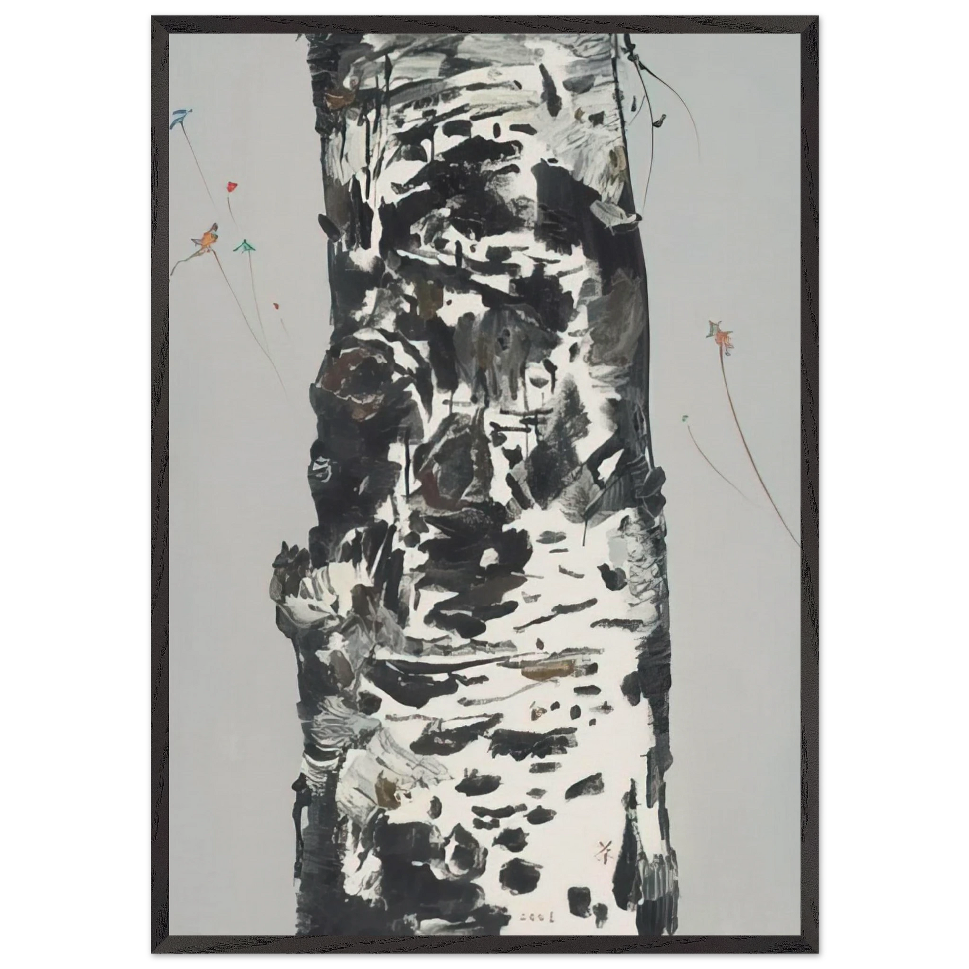 Kites Seen Again - 2003 - Wu Guanzhong Framed Art Print – Black Wooden Frame - Default Title - -Framed Art Print