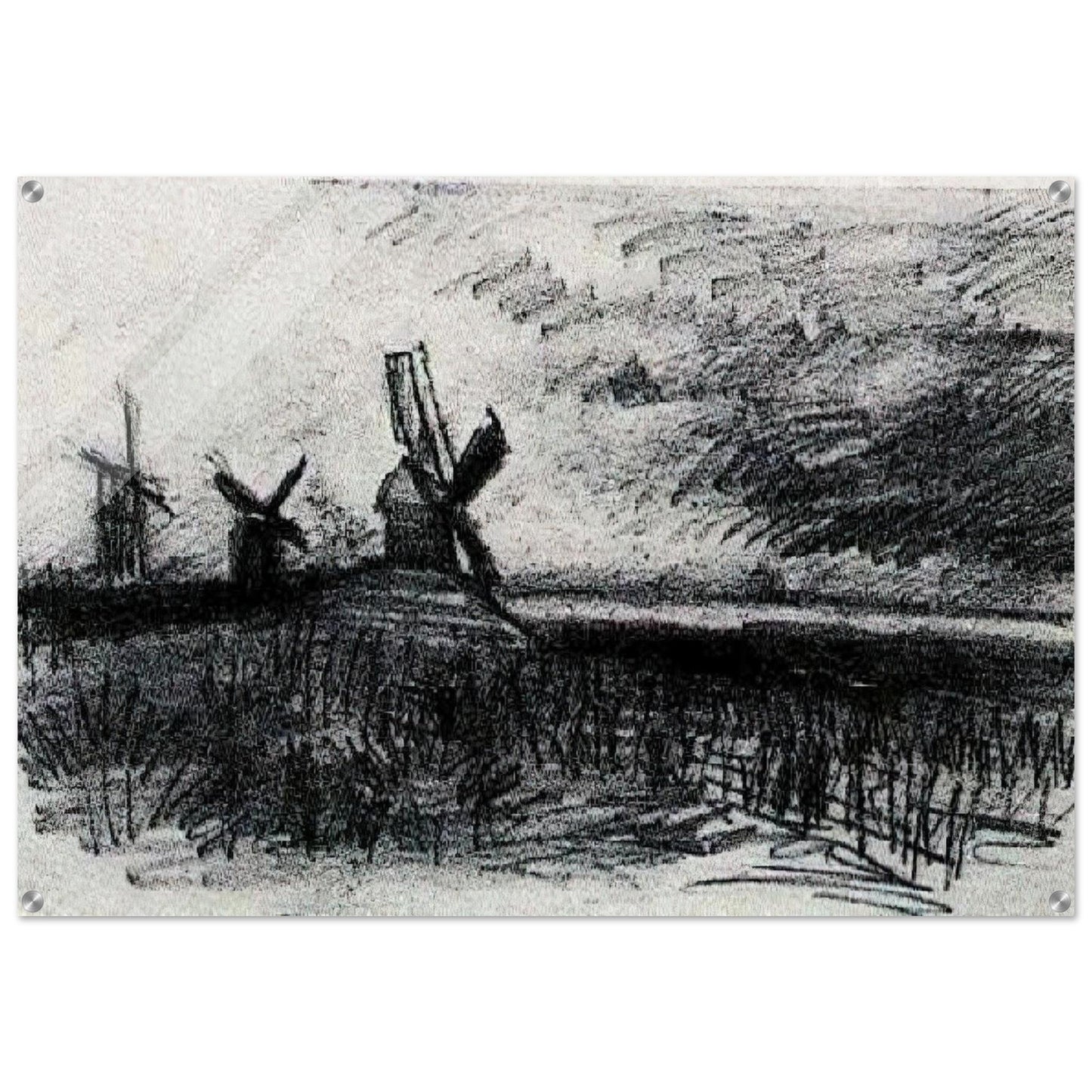Windmills at Montmartre - Vincent van Gogh Acrylic Print - 70x100 cm / 28x40″ inches