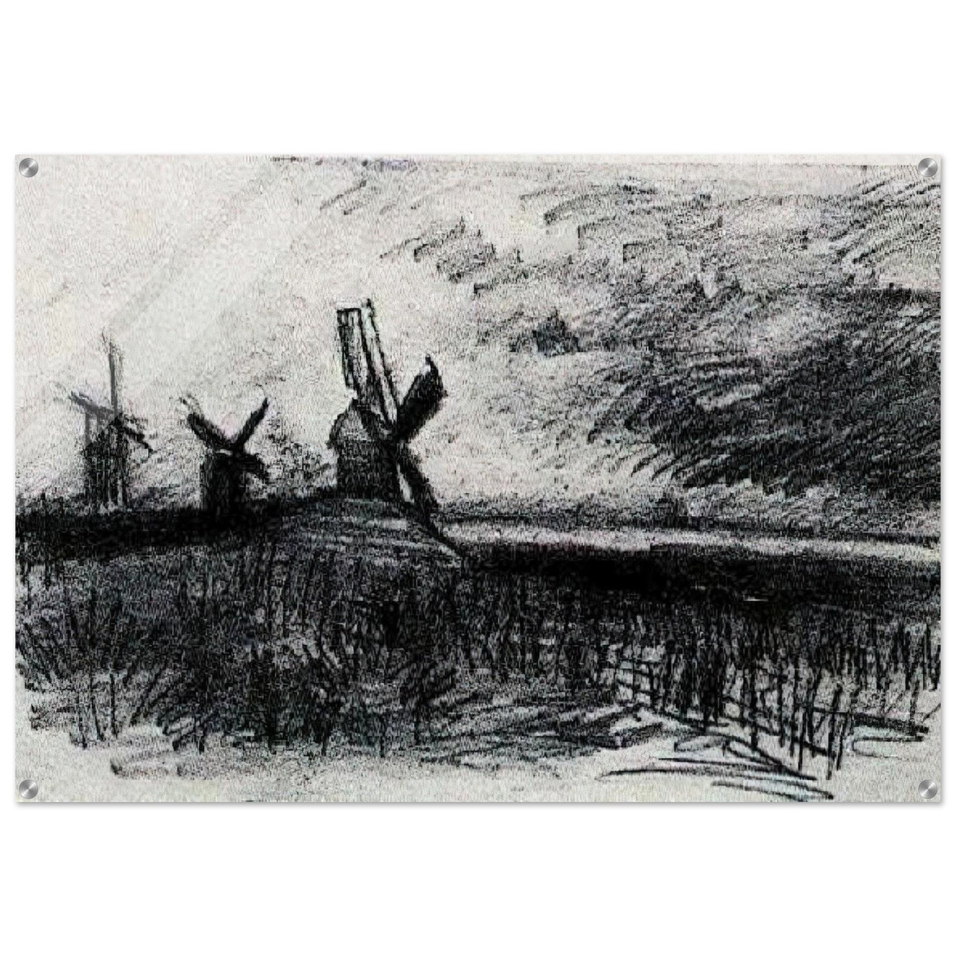 Windmills at Montmartre - Vincent van Gogh Acrylic Print - 70x100 cm / 28x40″ inches