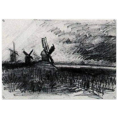 Windmills at Montmartre - Vincent van Gogh Acrylic Print - 70x100 cm / 28x40″ inches