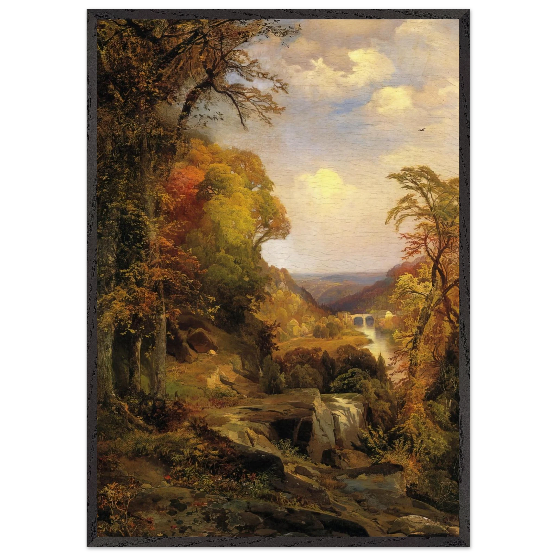 On the Wissahickon near Chestnut Hill - Thomas Moran Framed Art Print – Black Wooden Frame - Default Title - -Framed Art Print