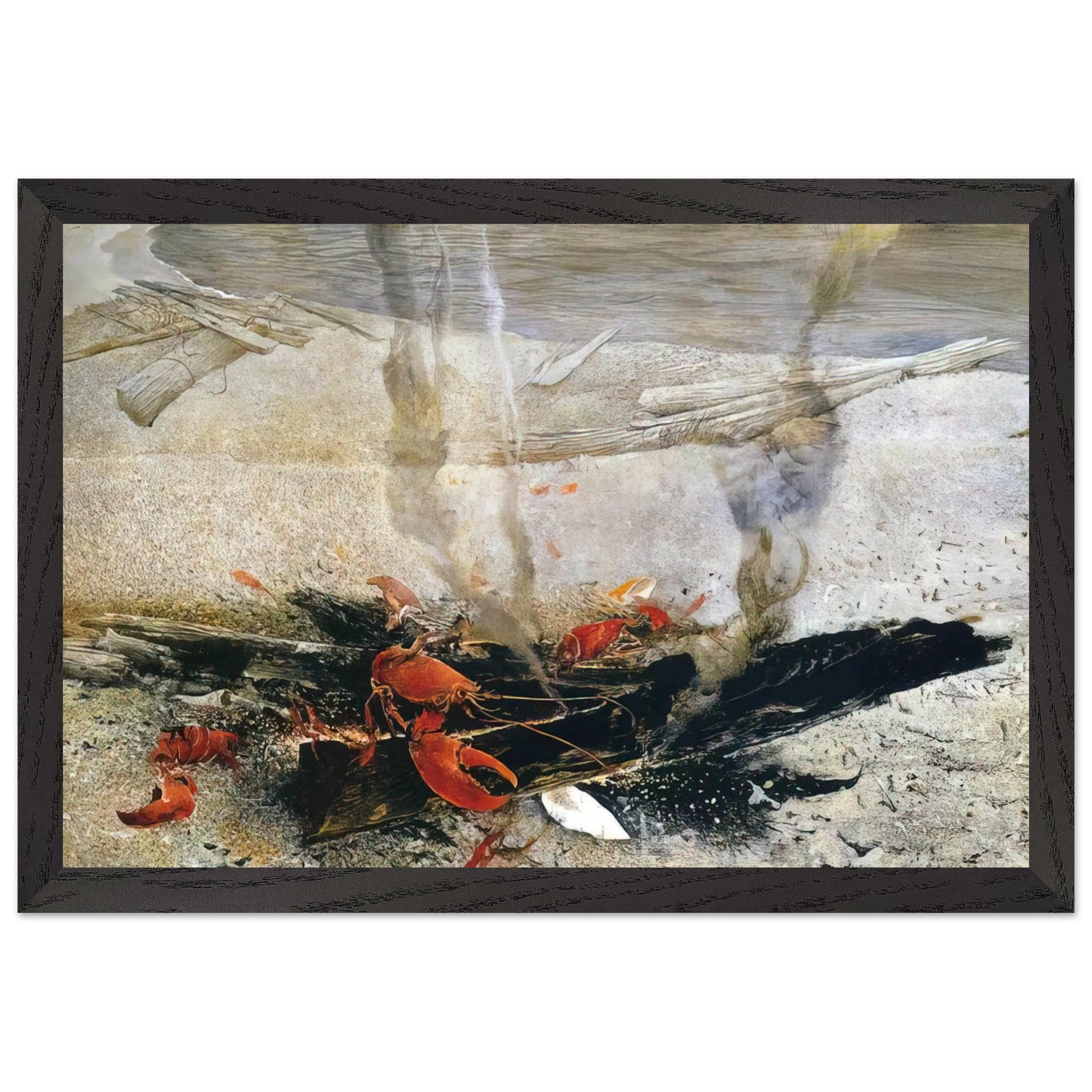 Andrew Wyeth - EMBERS 2000 Wall Art - 21x29.7 cm / 8x12" - Premium Wooden Framed Poster With Fine Art Paper - Black frame