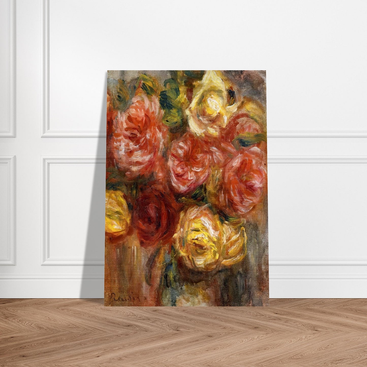 Bouquet of Roses in a Vase - Pierre-Auguste Renoir Brushed Aluminum Print - 70x100 cm / 28x40 inches | Pierre-Auguste Renoir Aluminum Print | Pierre-Auguste Renoir Prints