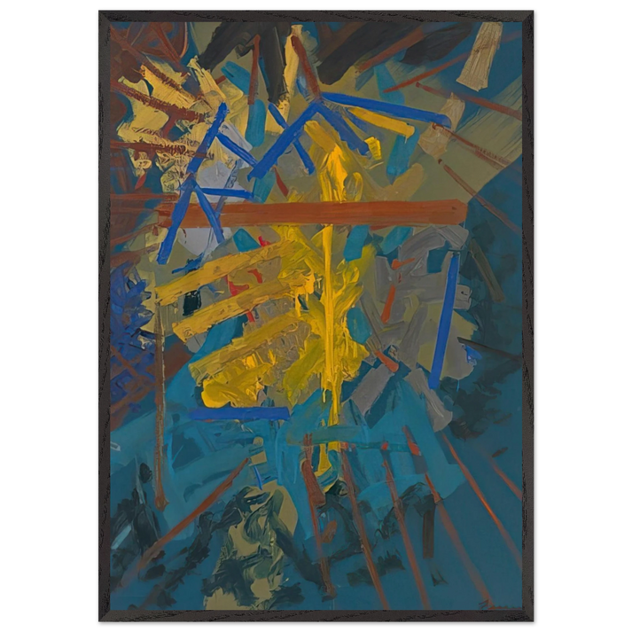 Broken Blue - 1958 - John Ferren 70x100 cm / 28x40 inches Framed Art Print – Black Wooden Frame