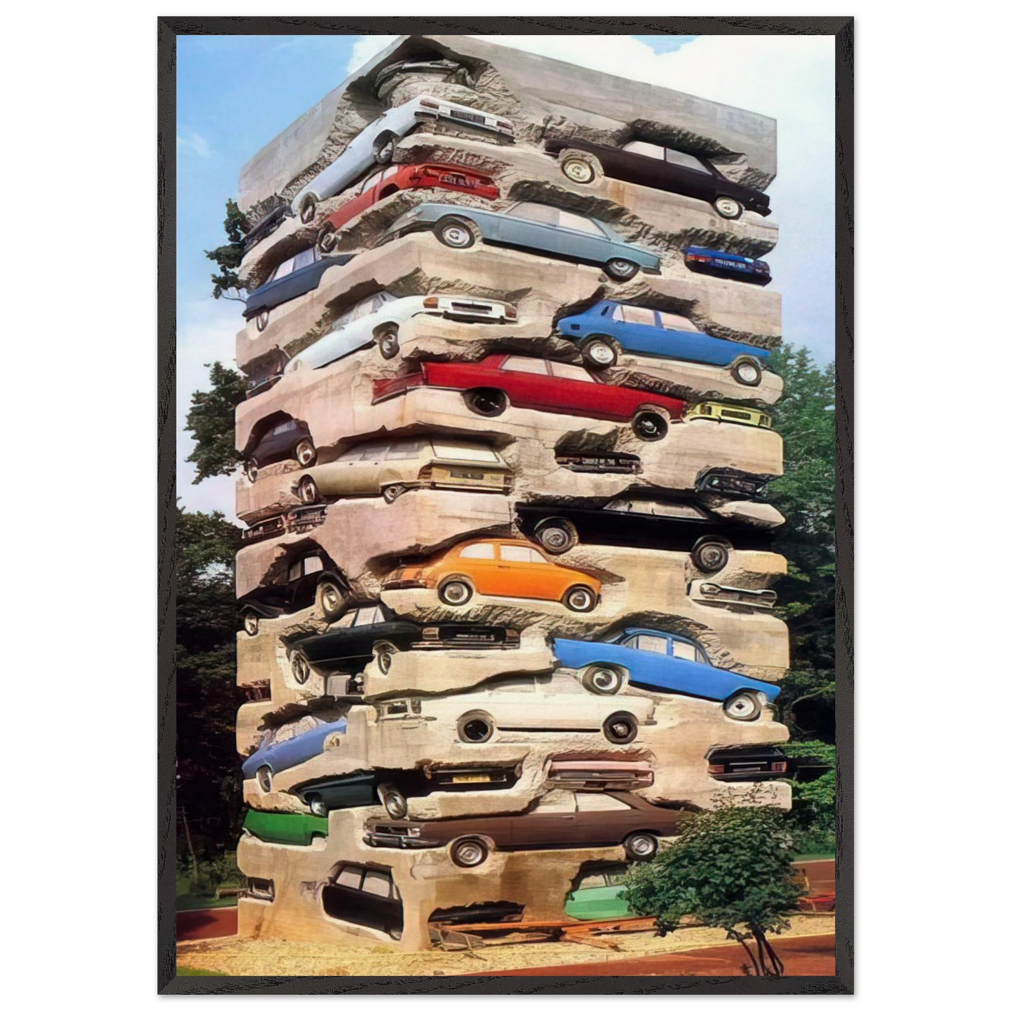 Long-term parking - 1982 - Arman Framed Art Print – Black Wooden Frame - Default Title - -Framed Art Print