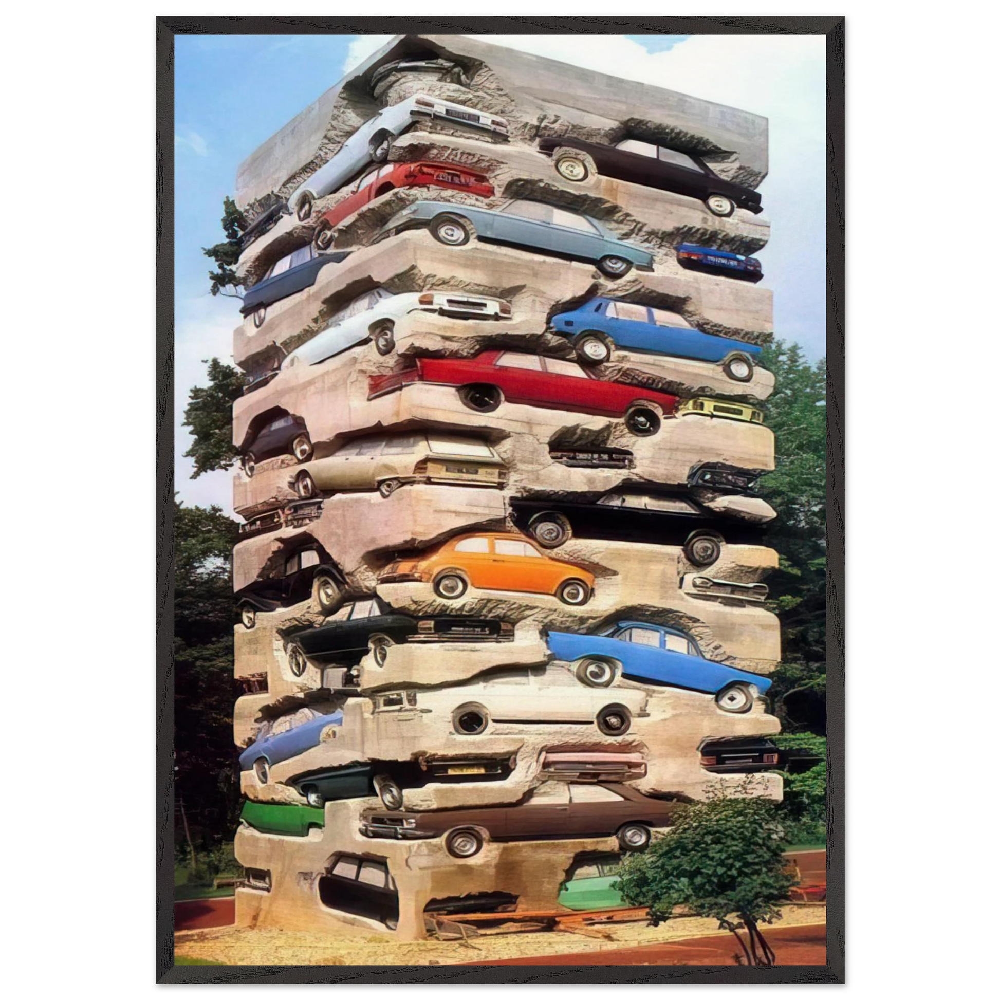 Long-term parking - 1982 - Arman Framed Art Print – Black Wooden Frame - Default Title - -Framed Art Print