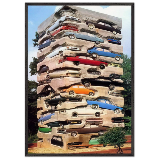 Long-term parking - 1982 - Arman Framed Art Print – Black Wooden Frame - Default Title - -Framed Art Print