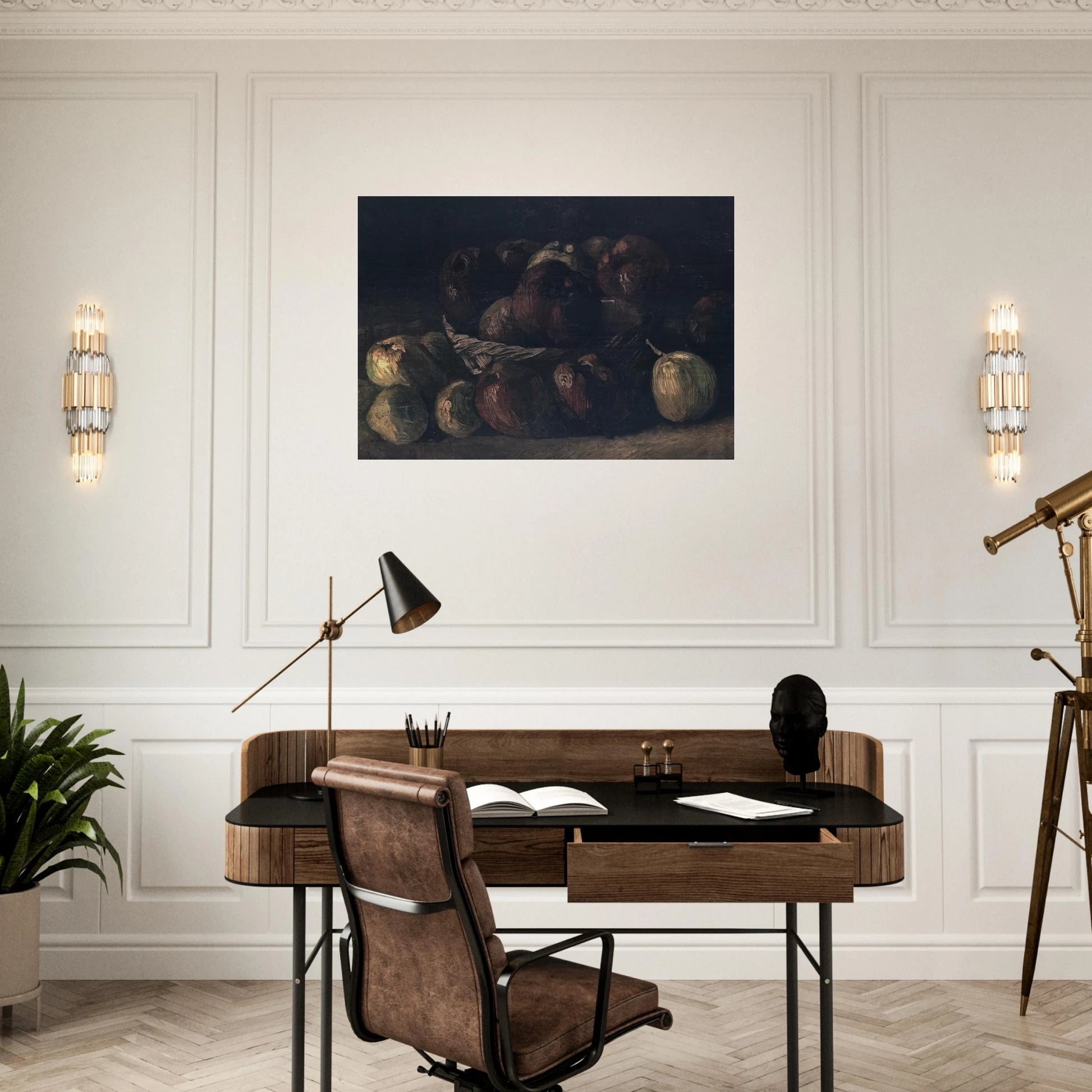 Still life with a basket of apples - Vincent van Gogh Brushed Aluminum Print - 70x100 cm / 28x40 inches | Vincent van Gogh Aluminum Print | Vincent van Gogh Prints
