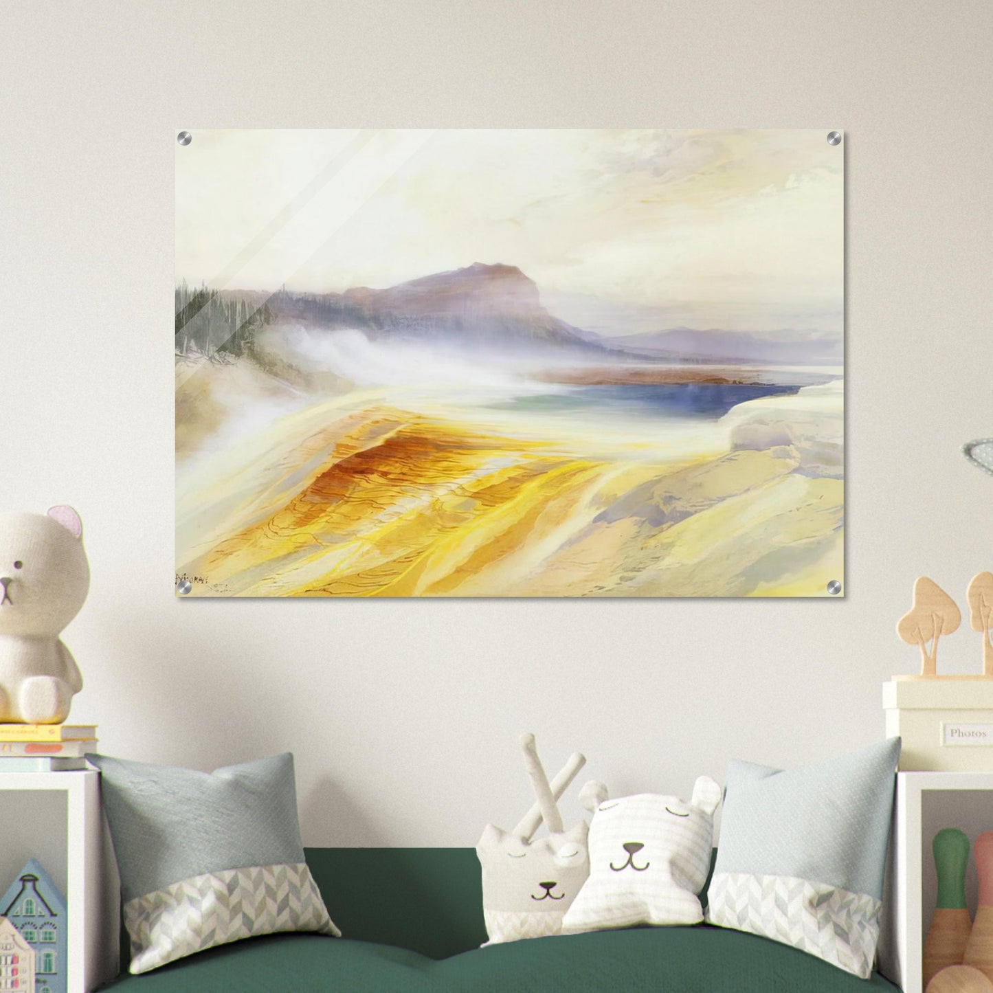 Great Blue Spring of the Lower Geyser Basin - Thomas Moran Acrylic Print - 70x100 cm / 28x40″ inches