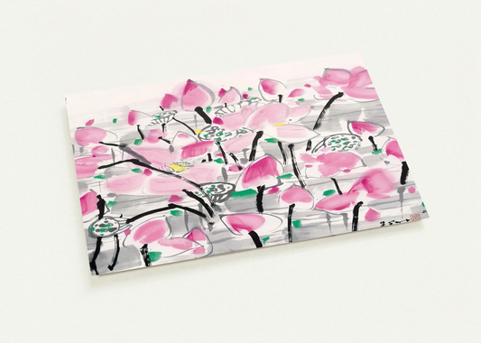 Lotus under the sun - 2001 By Wu Guanzhong Pack of 10 Post Cards | Wu Guanzhong Post Cards | A6 (10.5 x 14.8 cm) - 4.1 x 5.8 inches