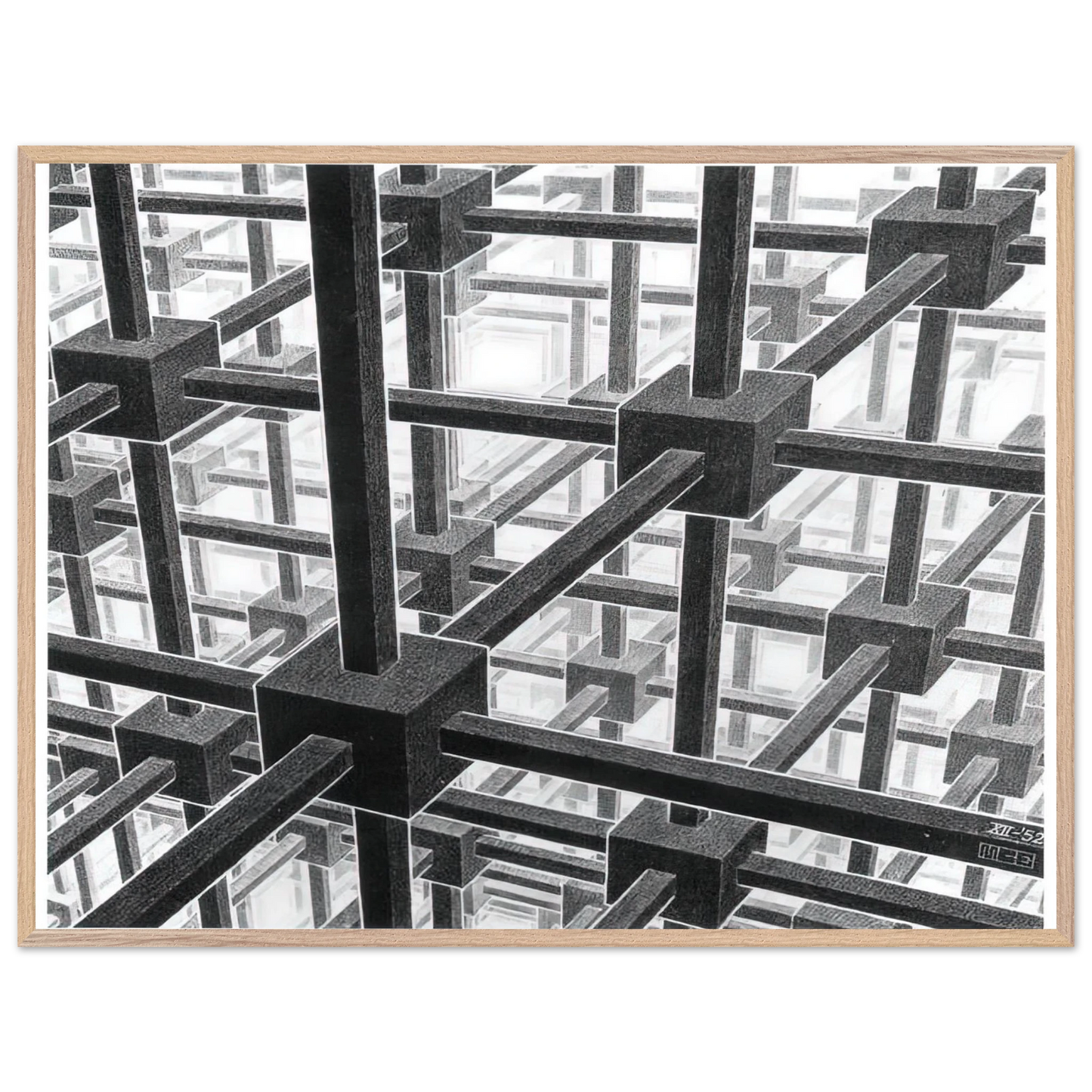 MC Escher - CUBIC SPACE DIVISION Wall Art - 60x80 cm / 24x32 inches - Fine Art Poster - -
