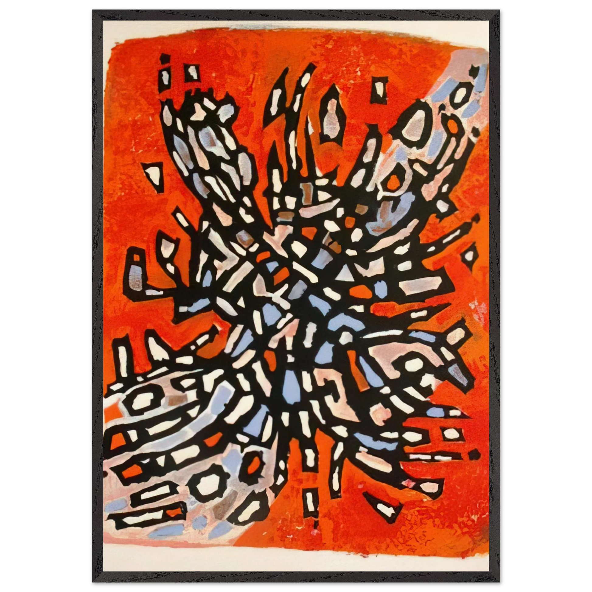 Plate from Les Cantiques Spirituels - 1958 - Alfred Manessier Framed Art Print – Black Wooden Frame - Default Title - -Framed Art Print