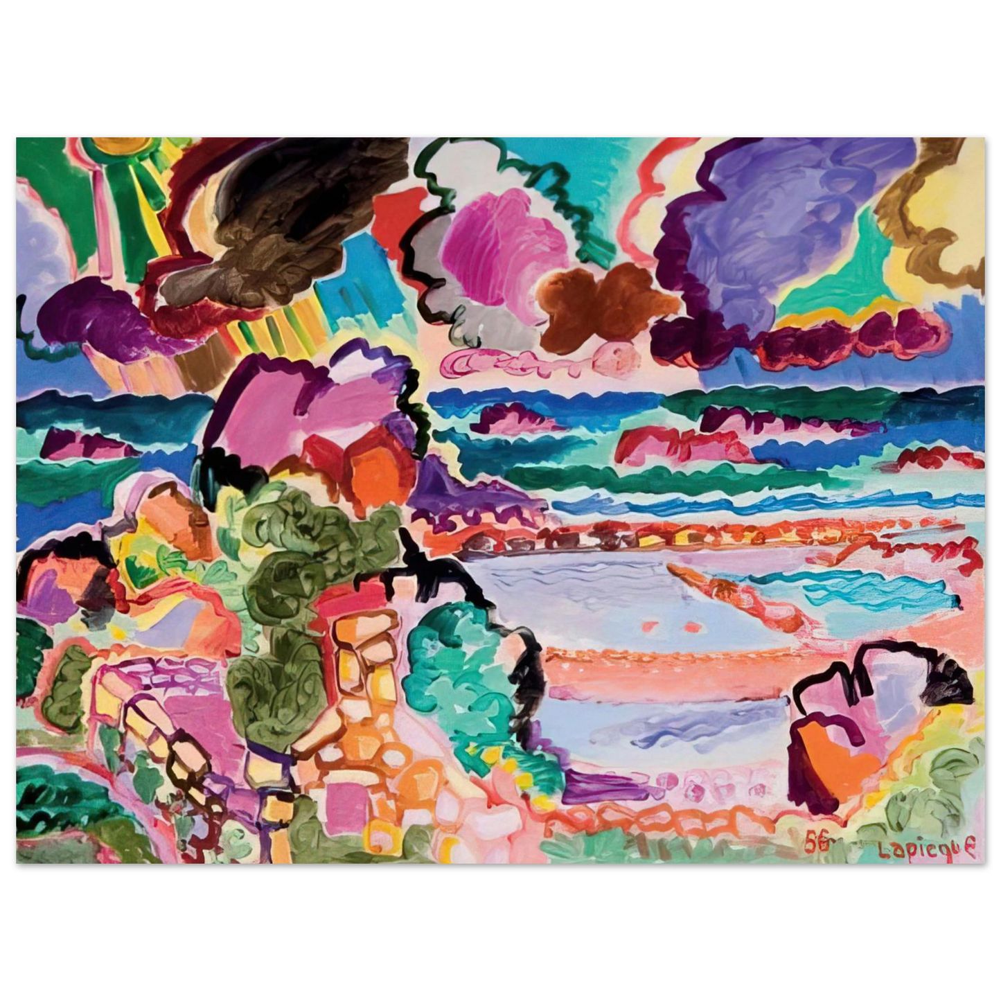 Charles Lapicque - L'orage sur Bréhât - 1956 Fine Art Poster - Default Title