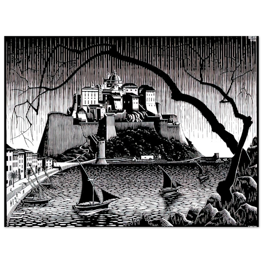 MC Escher - CITADEL OF CALVI CORSICA Wall Art - 21x29.7 cm / 8x12" - Fine Art Poster - -