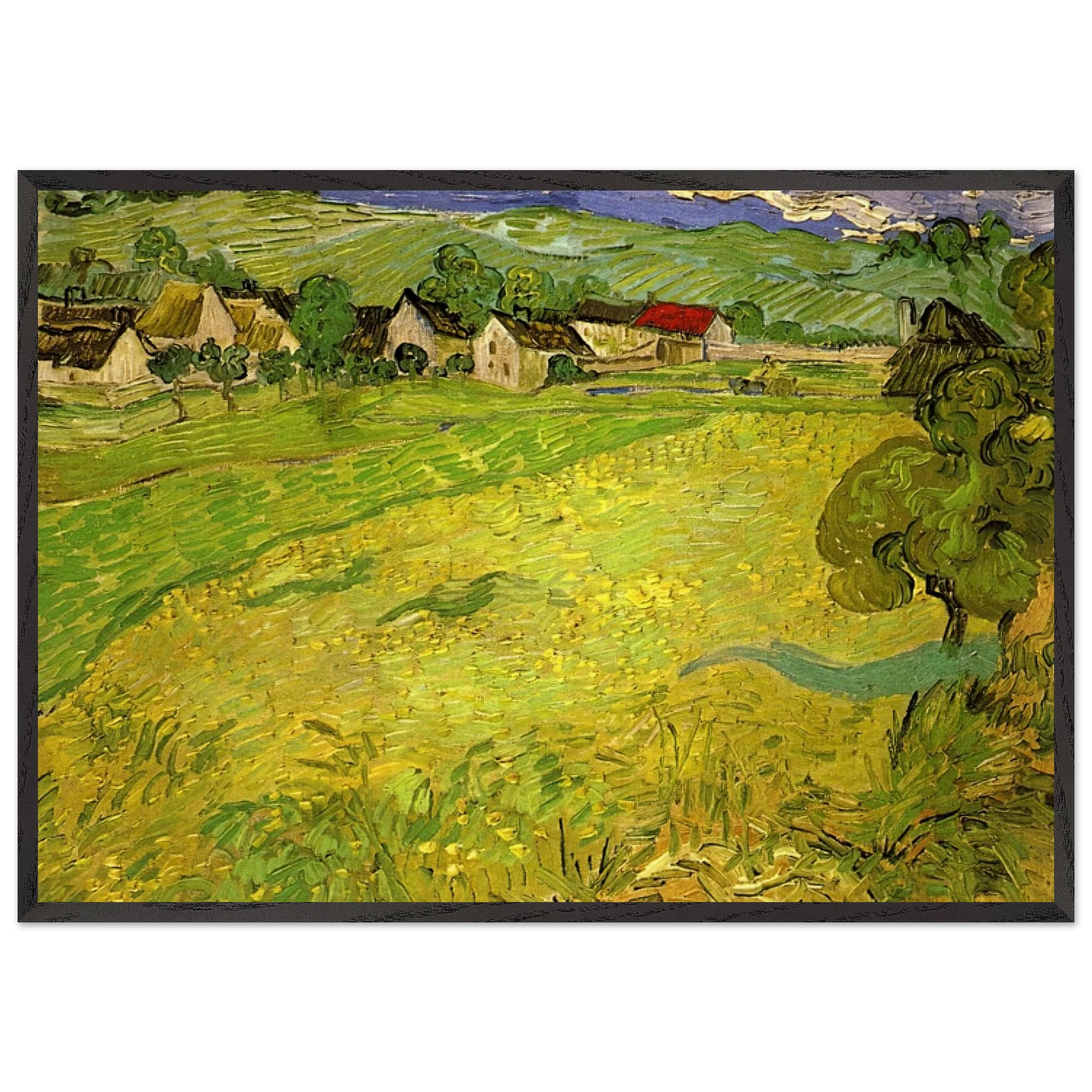 View of Vessenots near Auvers - Vincent van Gogh Framed Art Print – Black Wooden Frame - Default Title - -Framed Art Print