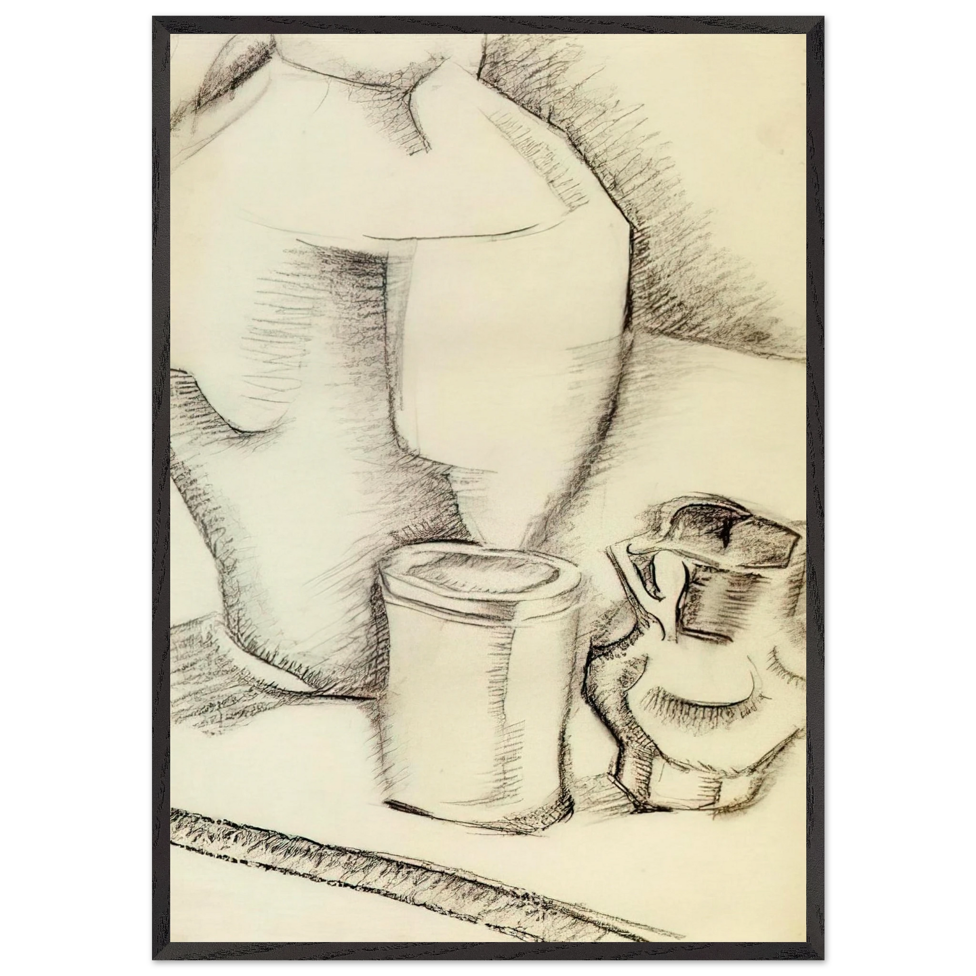 STILL LIFE WITH GOBLET - Juan Gris Framed Art Print – Black Wooden Frame - Default Title - -Framed Art Print