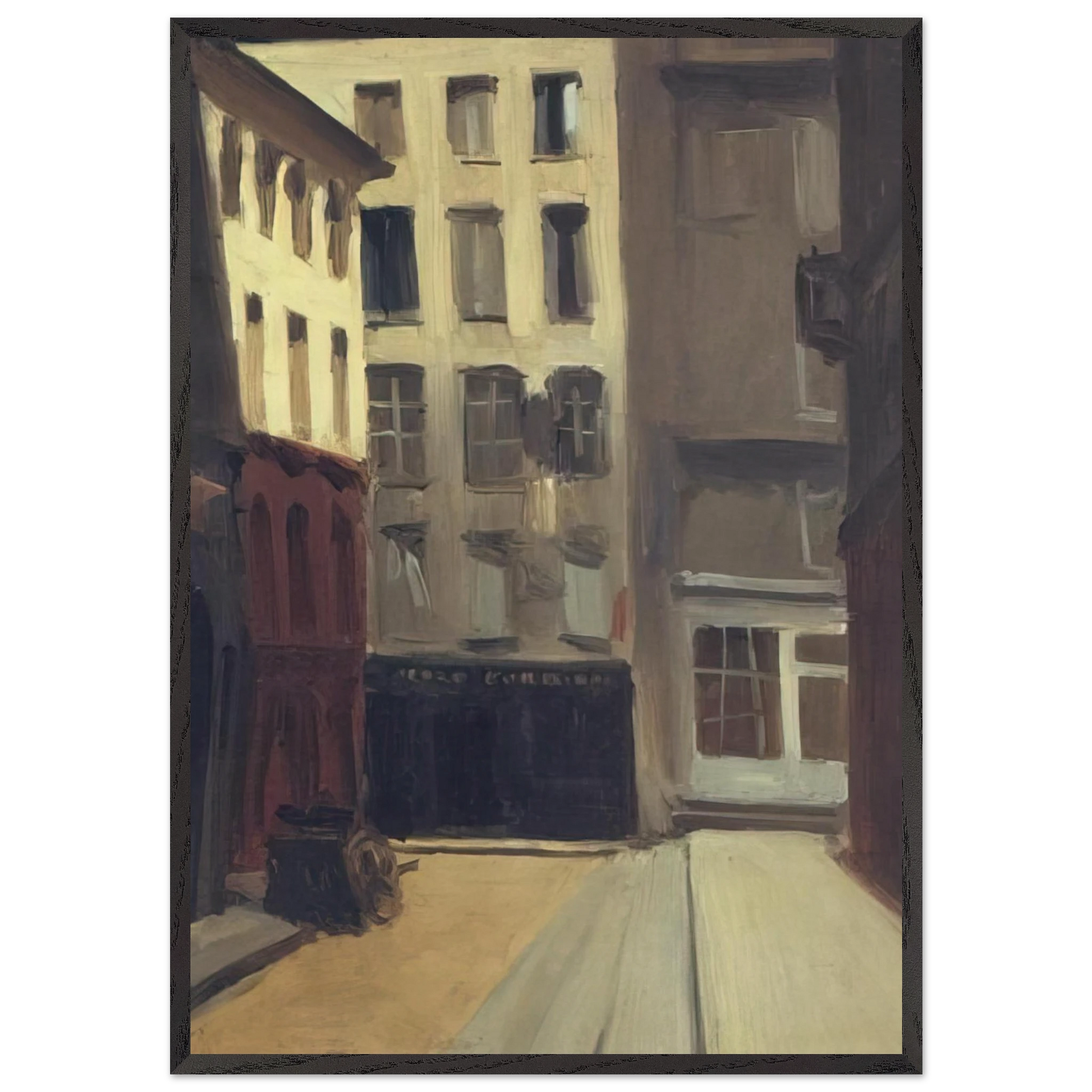 Paris Street - Edward Hopper Framed Art Print – Black Wooden Frame - Default Title - -Framed Art Print
