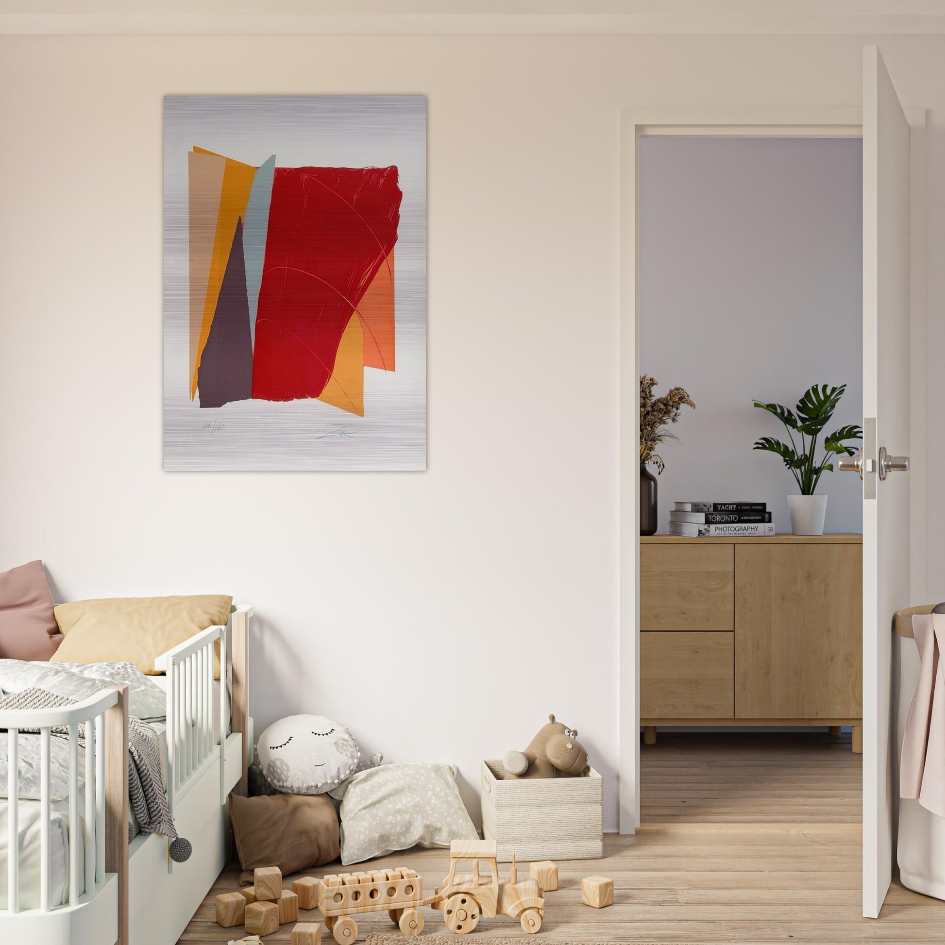 Red Line I - 1979 - Larry Zox Brushed Aluminum Print - 70x100 cm / 28x40 inches | Larry Zox Aluminum Print | Larry Zox Prints