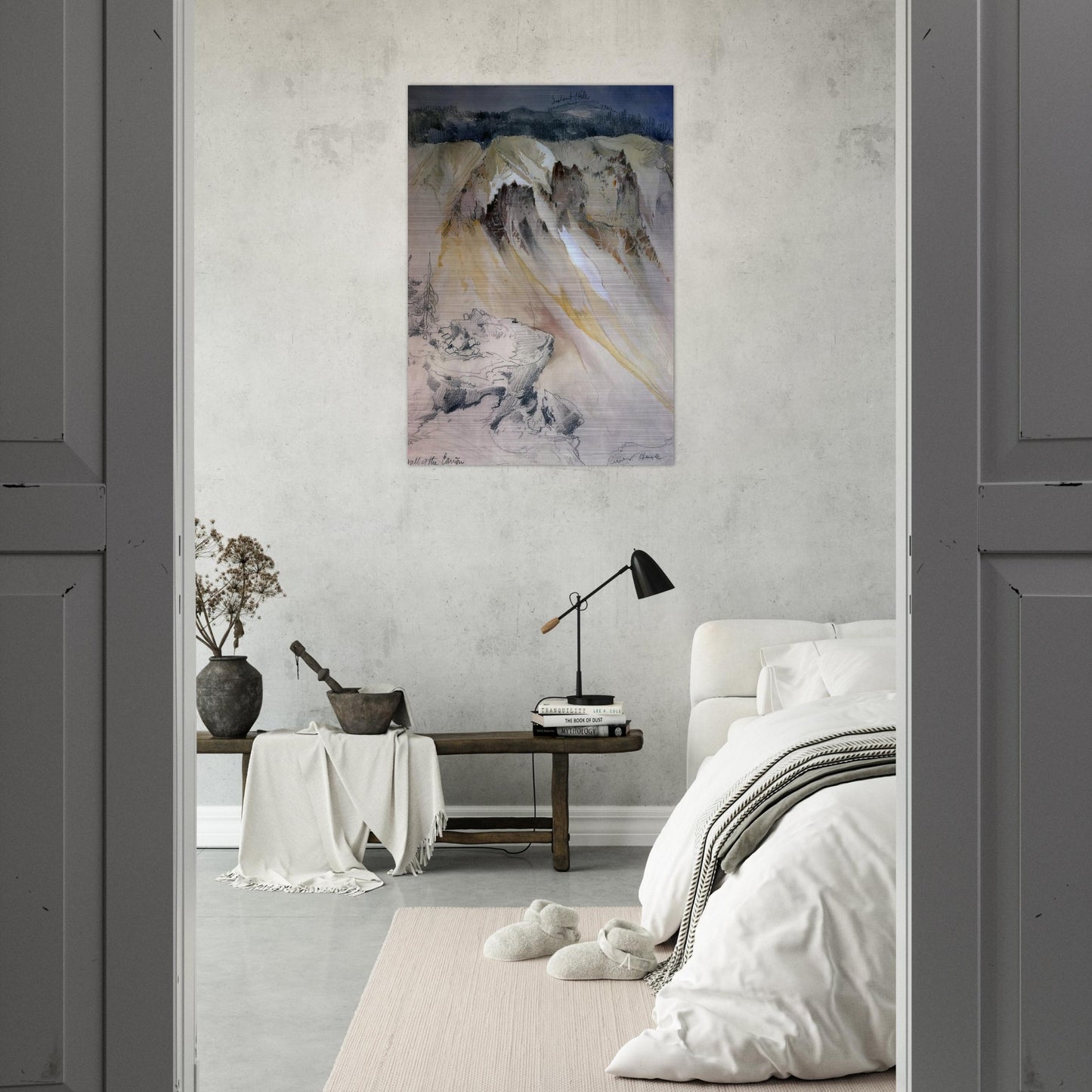 East wall of the canyon from Inspiration Point - Thomas Moran Brushed Aluminum Print - 70x100 cm / 28x40 inches | Thomas Moran Aluminum Print | Thomas Moran Prints