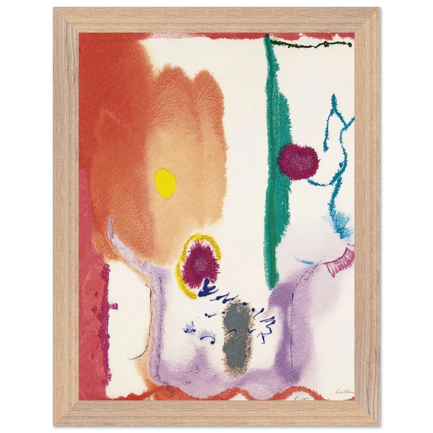 Helen Frankenthaler - Beginnings - 2002 Wall art - 60x80 cm / 24x32 inches - Premium Wooden Framed Poster With Fine Art Paper - White frame